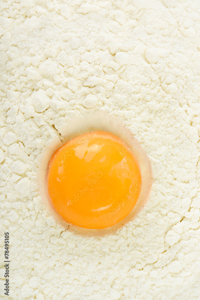 Egg yolk on flour