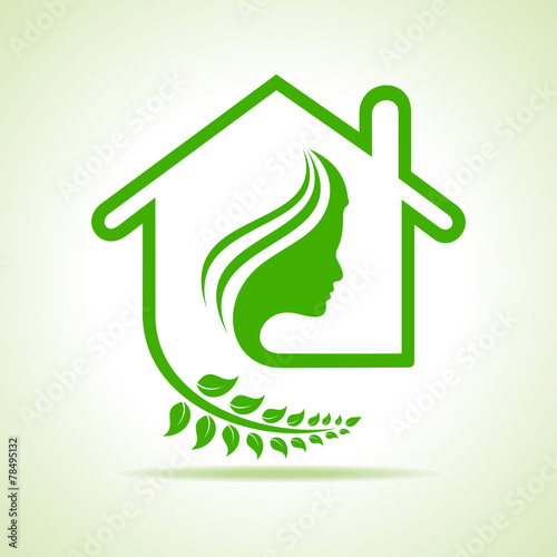 Eco home icon with women face stock vector