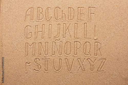 Quadro em tela Spain alphabet  written on the sand