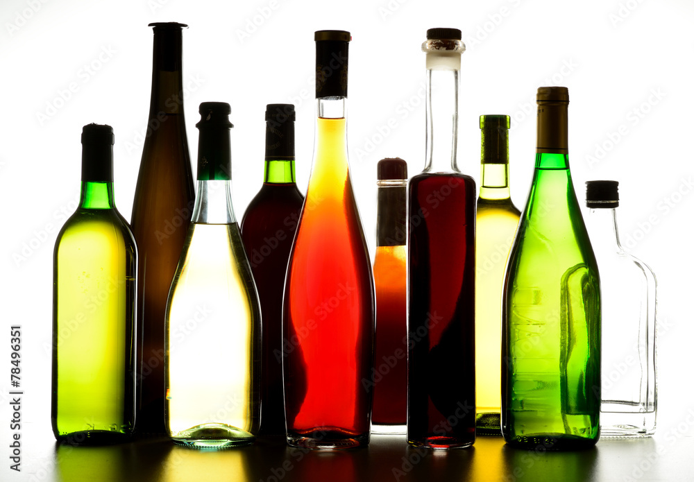 Collection wine and liqueur bottles multicolour Collection wine and liqueur bottles multicolour