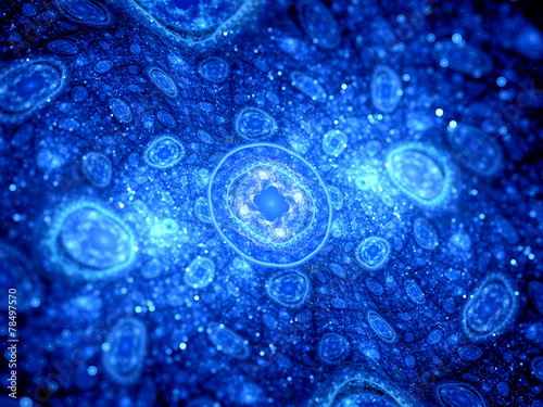 Blue glowing cells fractal