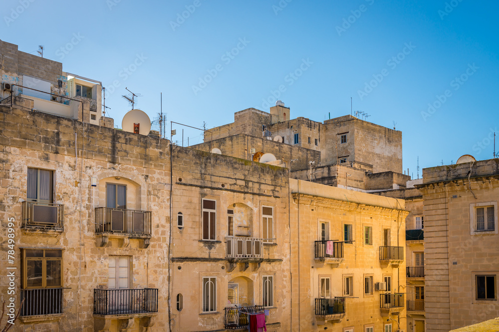Façade d'immeuble à La Valette, Malte