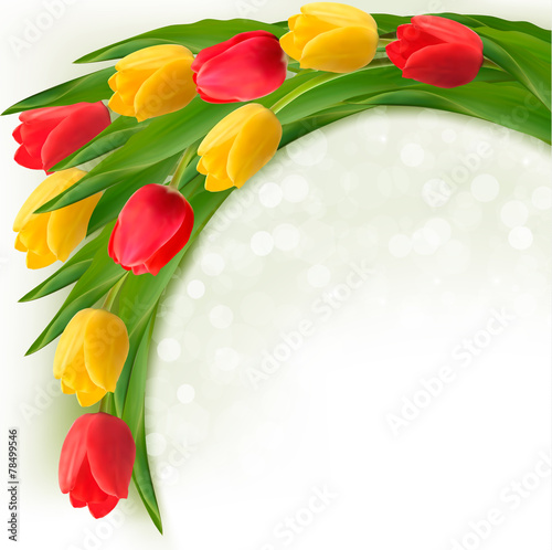 Holiday background with bouquet of colorful flowers. Vector illu
