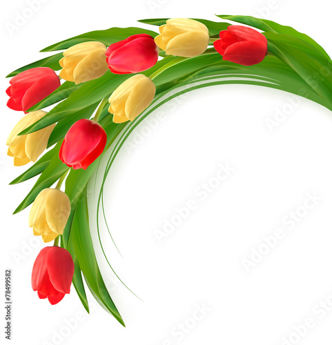 Holiday background with bouquet of colorful flowers. Vector illu