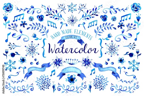 Watercolor floral set illustration