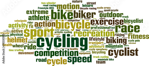 Cycling word cloud concept. Vector illustration