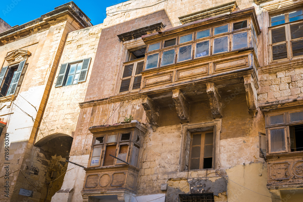 Façade d'immeuble à La Valette, Malte