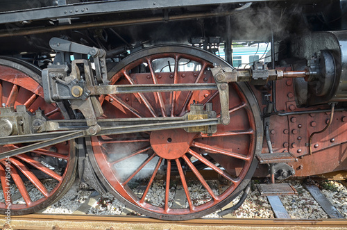 Wheels of classic steam locomotive