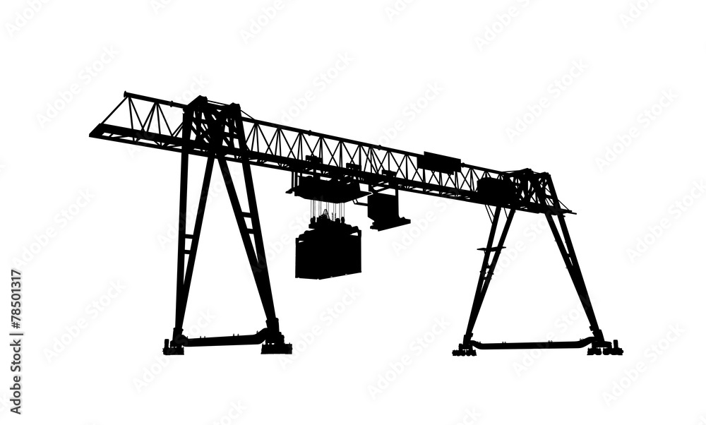 Container bridge crane, silhouette isolated on white Container bridge crane, silhouette isolated on white