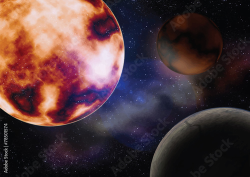 space with the sun planets illustration