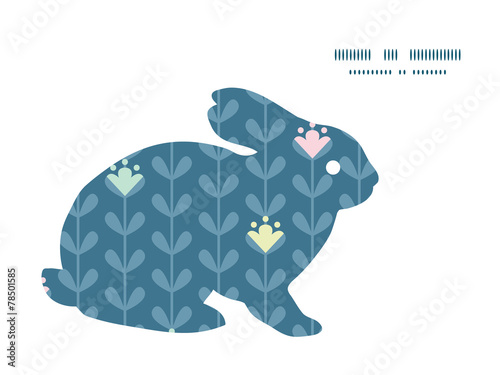 Vector blloming vines stripes bunny rabbit silhouette Easter