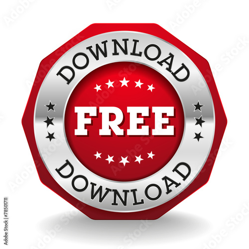 Red Free Download Badge With Silver Border