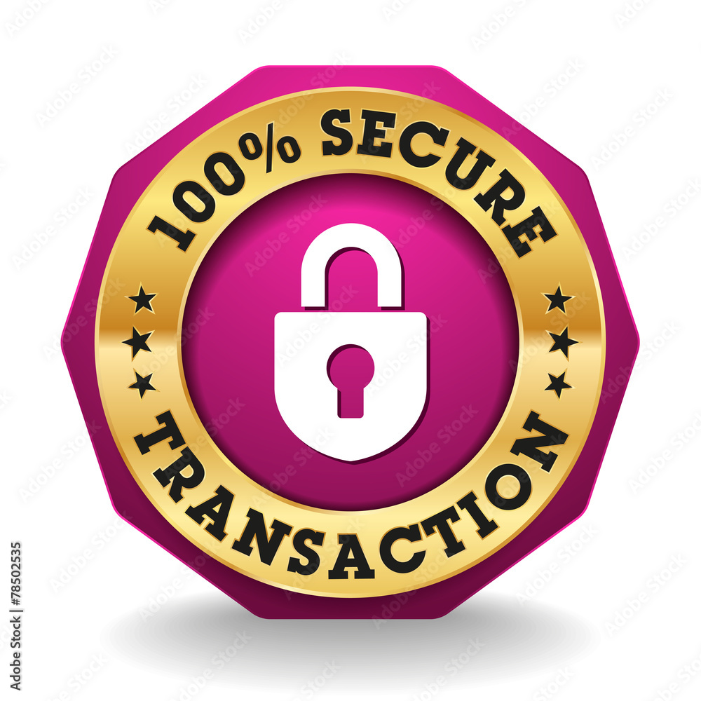 Purple Secure Transaction Badge With Gold Border Purple Secure Transaction Badge With Gold Border