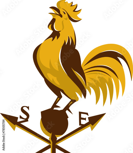 Rooster Cockerel Crowing Retro