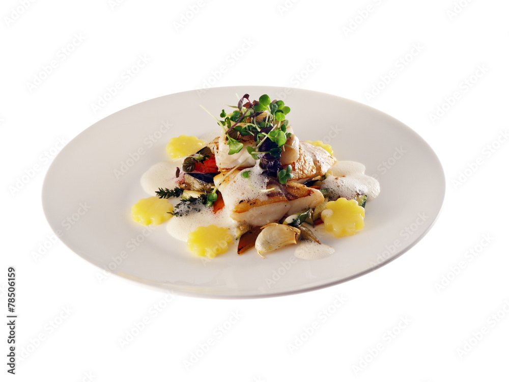 fried fish with mediterranean vegetables & potatoes fried fish with mediterranean vegetables & potatoes