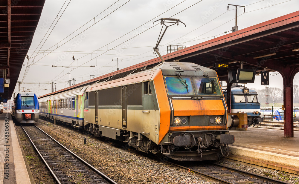 Regional express train at Strasbourg station - Alsace, France