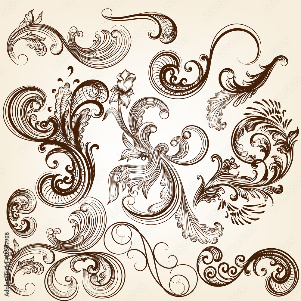 Collection of vector decorative floral calligraphic elements Collection of vector decorative floral calligraphic elements