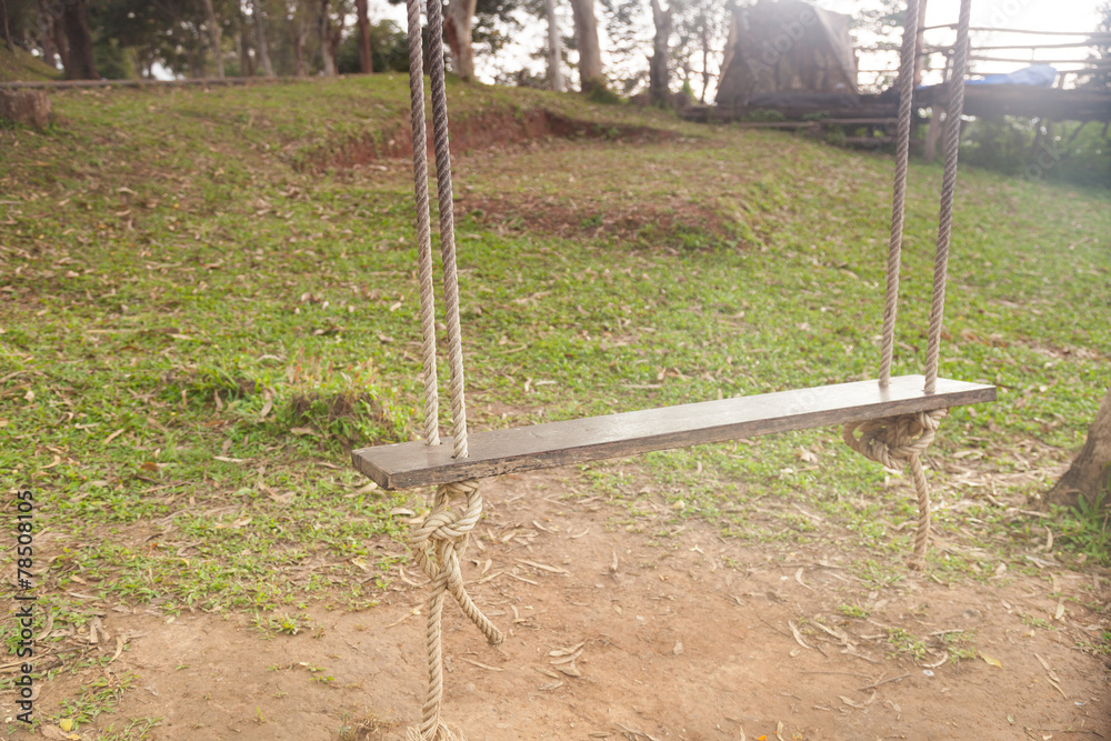 Swing made from wood
