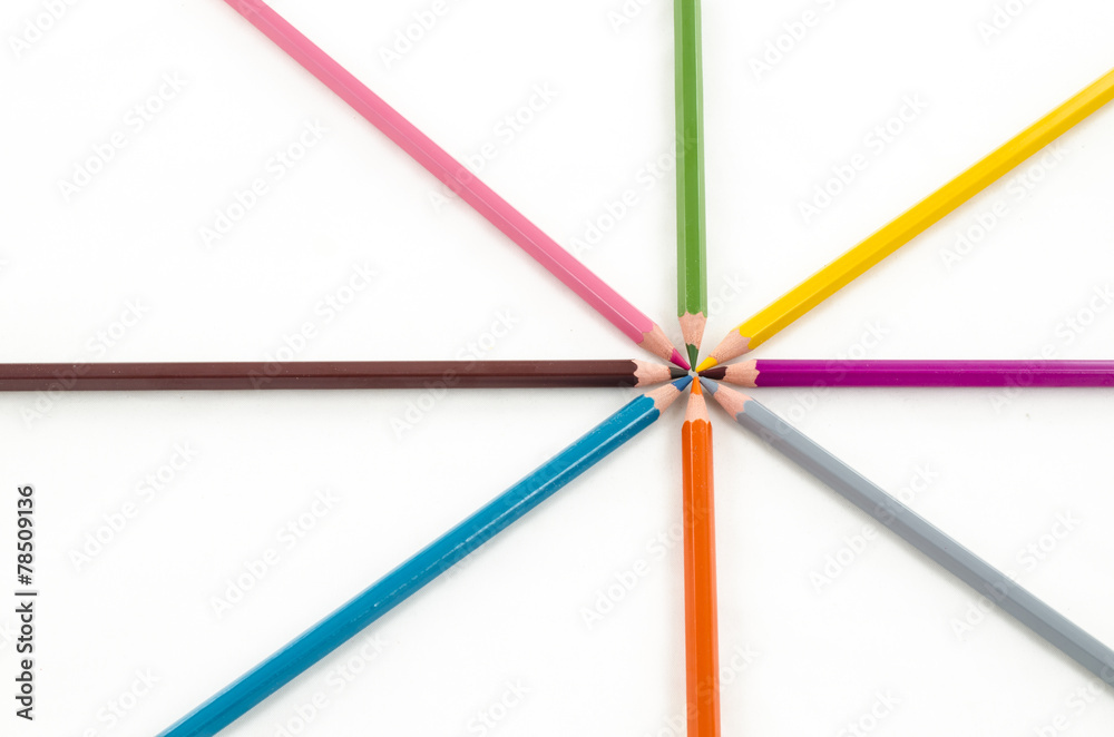 Fototapeta premium Color pencils on white background