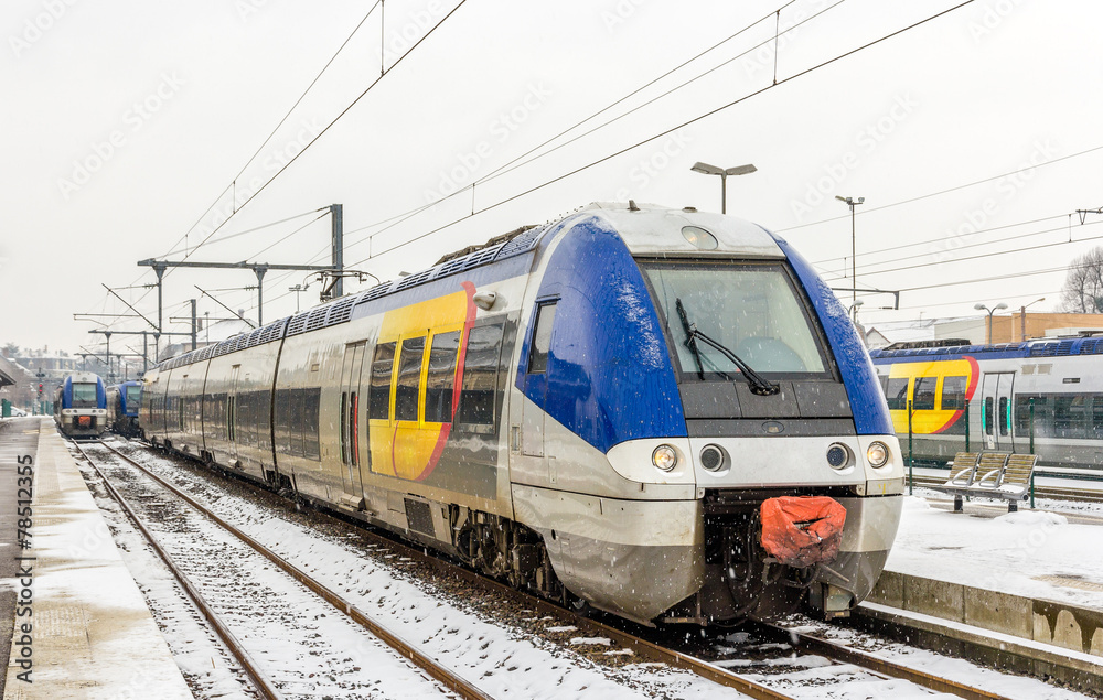 Regional train at Saint-Die-des-Vosges station - Lorraine, Franc