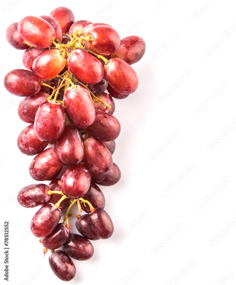 Fototapeta premium Red grapes over white background
