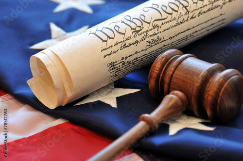 Canvas Print Gavel and Constitution