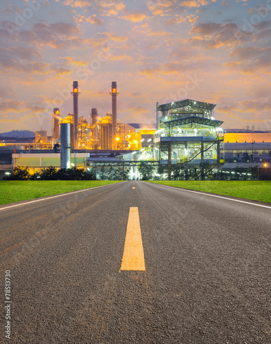 Power plant, gas fired power station. Industrial factory may called combined cycle gas turbine plant or CCGT. Electricity energy generation by natural gas, heat recovery steam generator and boiler.
