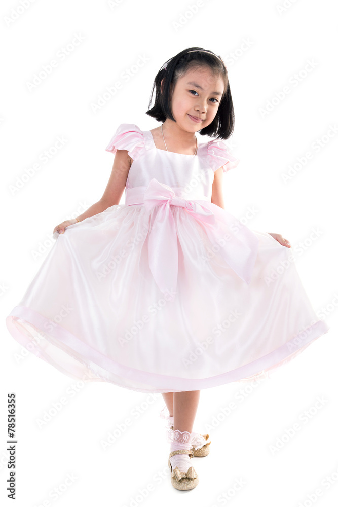 Portrait of Asian little girl on white background