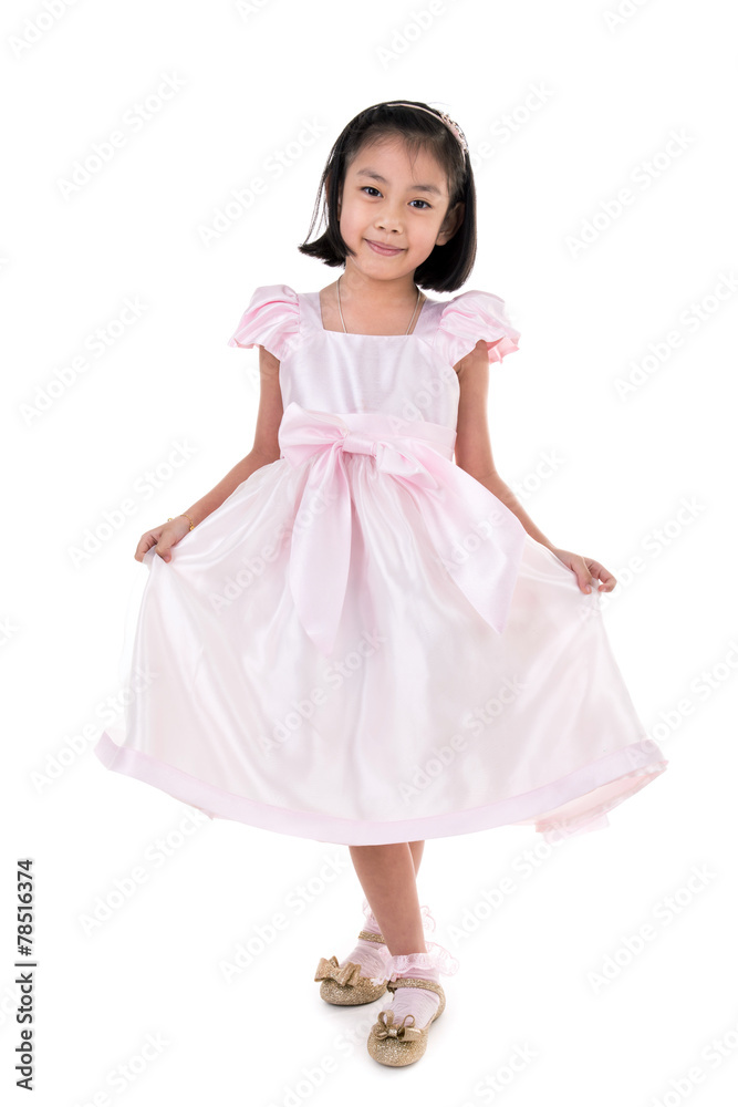Portrait of Asian little girl on white background