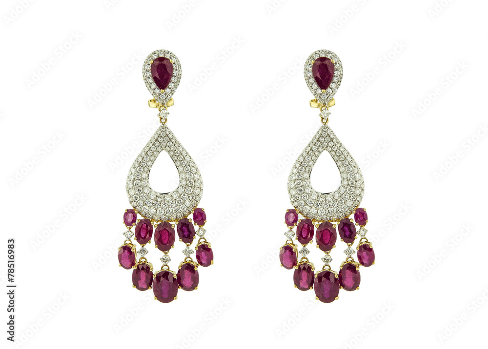 Earrings isolated on a white background Earrings isolated on a white background