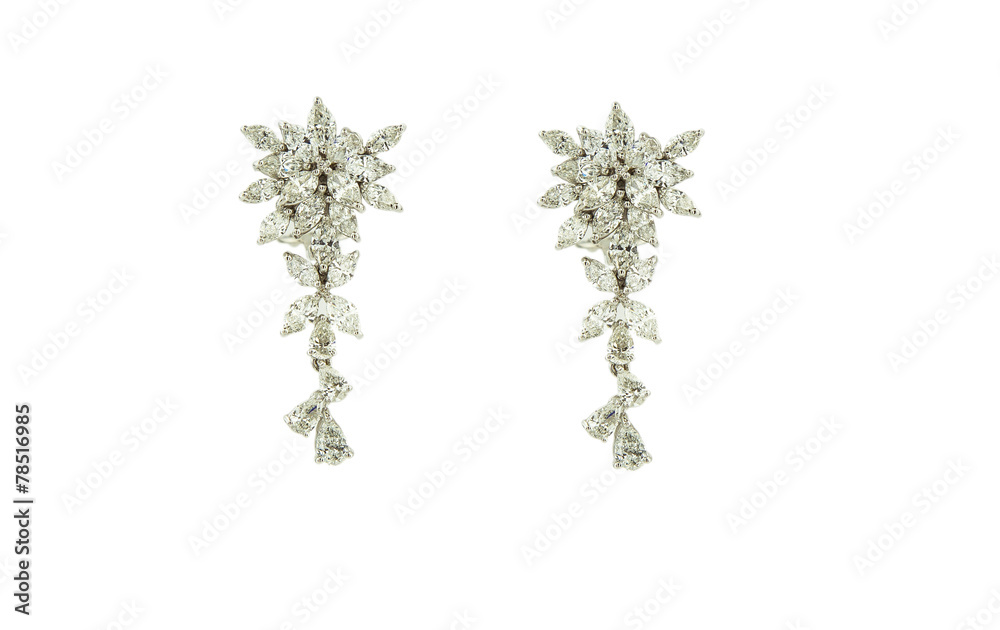 Earrings isolated on a white background Earrings isolated on a white background