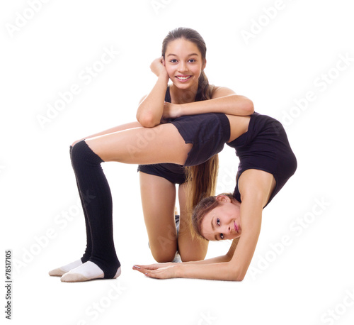 Two girls engaged art gymnastic