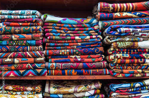 Colourful Fabrics display, Muscat, Oman photo