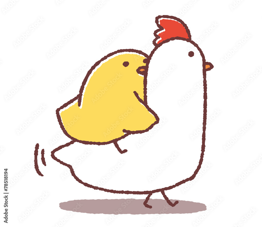 ニワトリに乗るヒヨコ Stock イラスト Adobe Stock