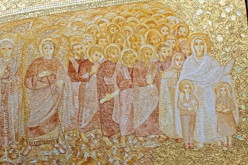 Golden Catholic mosaic panel photo