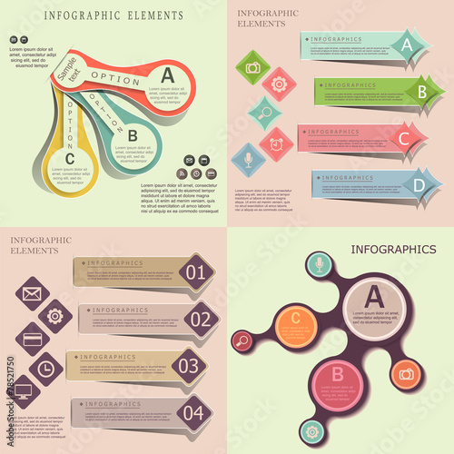 Collection of modern origami style infographic banners