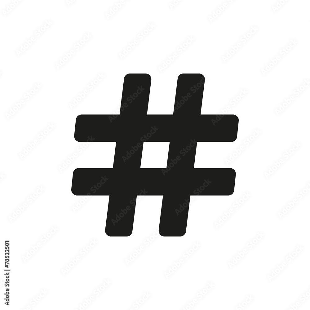 The hash icon. Hashtag symbol. Flat - obrazy, fototapety, plakaty 