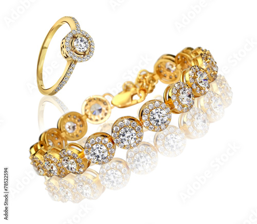 Best gold bracelet and ring with diamonds