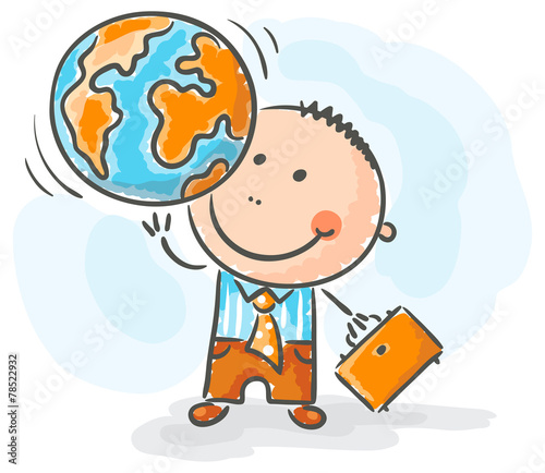 Businessman holding the globe