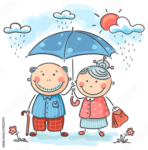 Happy cartoon grandparents