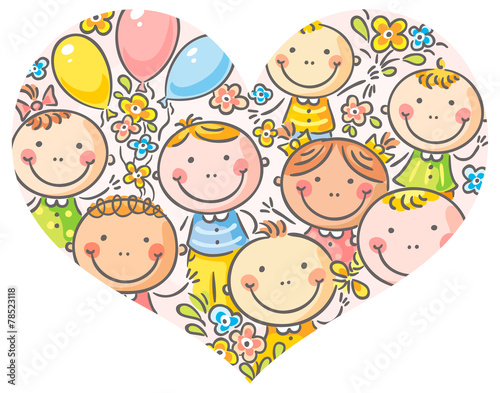 Kids faces in a heart shape