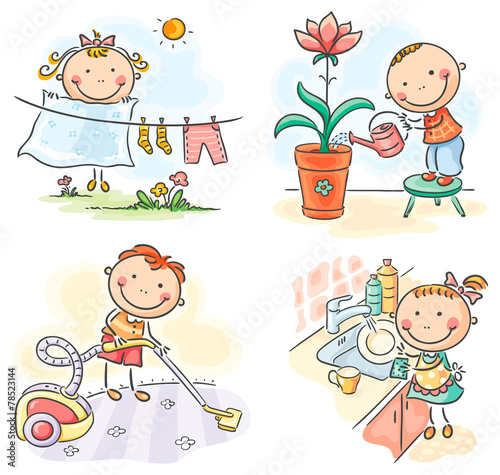 Kids helping their parents