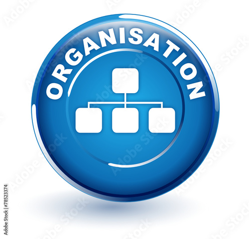 organisation sur bouton bleu