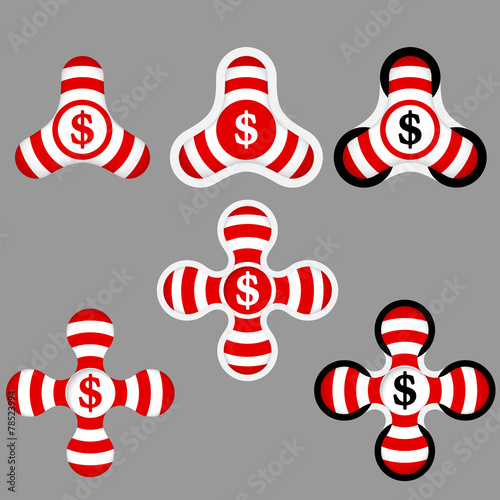 abstract red and white icons and dollar symbol
