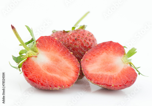 Fresh slice strawberry isolated on white background