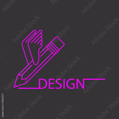 Purple pencil with wings, art studio logo, black background