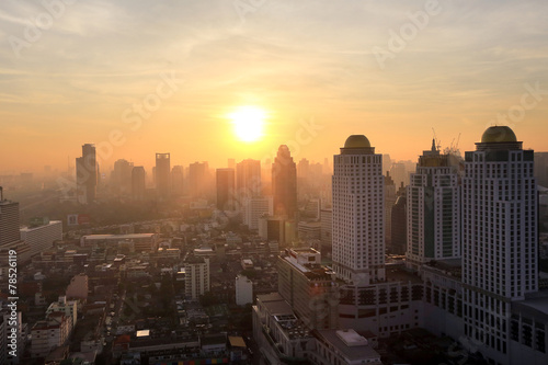 BANGKOK, THAILAND - December 15, 2015: beautiful foggy sunset ov