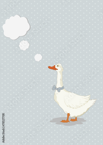 Cute cartoon goose with thought bubble
