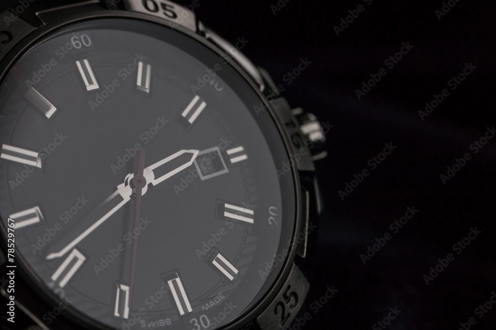 luxury man watch detail, chronograph close up luxury man watch detail, chronograph close up