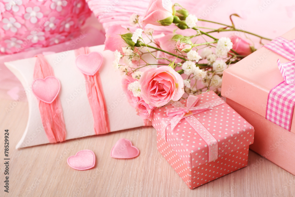 Handmade gift on Valentine Day, close-up Handmade gift on Valentine Day, close-up